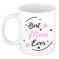 Cadeau koffie/thee mok voor mama - roze - de beste - keramiek - 300 ml - Moederdag