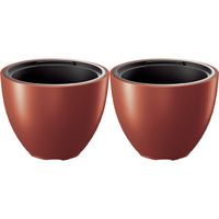 Prosperplast Plantenpot/bloempot Sevilla - 2x - buiten/binnen - kunststof - koper - D39 x H30 cm - Plantenpotten