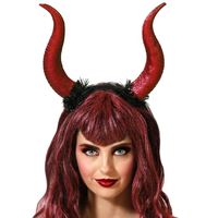 Halloween/horror verkleed diadeem/tiara - grote duivel hoorns - kunststof - dames/meisjes