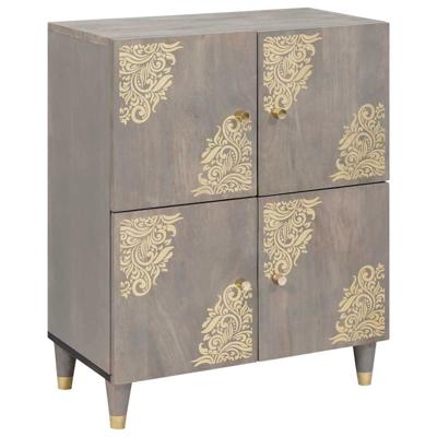 Dressoir Grijs en Goud 60 x 33 x 75 cm Massief mangohout