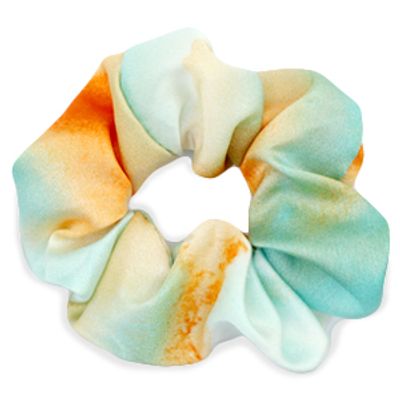 scrunchie Zijde Turquoise-orange