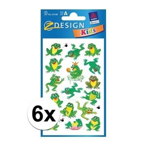 Groene kikker stickertjes 6 vellen