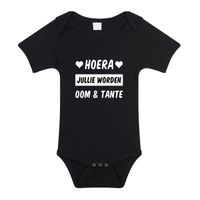 Hoera oom en tante cadeau baby rompertje zwart jongens/meisjes - thumbnail