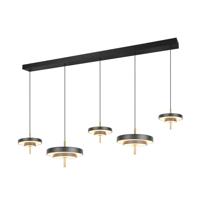 Trio 5-lichts hanglampKeaton zwart met goud - 340210580