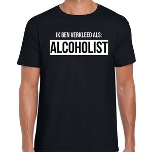 Drank t-shirt verkleed als alcoholist zwart voor heren - Drank t-shirt