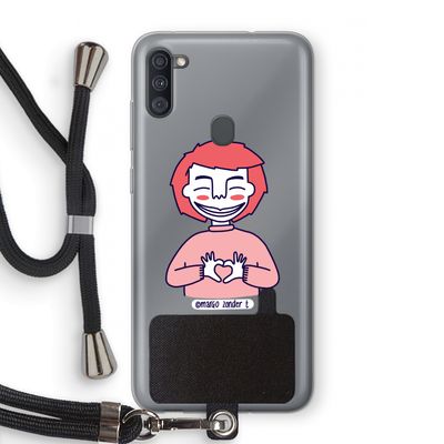 Hartje: Samsung Galaxy A11 Transparant Hoesje met koord