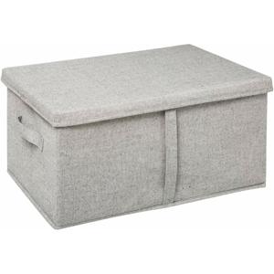 5Five Opbergdoos/box met deksel - lichtgrijs - L50 x B31 x H25 cm - Stevig karton/polyester