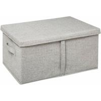 5Five Opbergdoos/box met deksel - lichtgrijs - L50 x B31 x H25 cm - Stevig karton/polyester