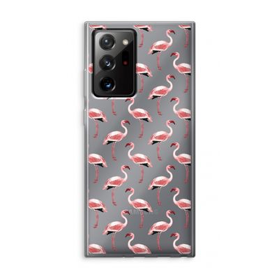 Flamingoprint groen: Samsung Galaxy Note 20 Ultra / Note 20 Ultra 5G Transparant Hoesje