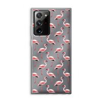 Flamingoprint groen: Samsung Galaxy Note 20 Ultra / Note 20 Ultra 5G Transparant Hoesje