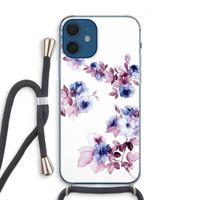 Waterverf bloemen: iPhone 12 Transparant Hoesje met koord Waterverf bloemen: iPhone 12 Transparant Hoesje met koord