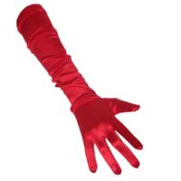 Carnaval verkleed handschoenen - dames - gala - rood - satijn - 48 cm