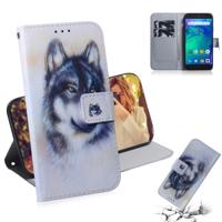 Witte Wolf patroon gekleurde tekening horizontale Flip lederen case voor Xiaomi Redmi gaan met houder & card slots & portemonnee