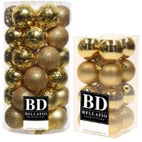 53x stuks kunststof kerstballen goud 4 en 6 cm glans/mat/glitter mix - Kerstbal