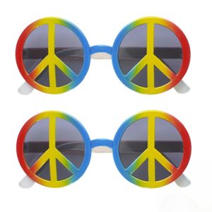 Multipak van 2x stuks peace Hippie Flower Power verkleed zonnebril