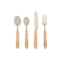 Bestek Home ESPRIT Zilverkleurig Natuurlijk Roestvrij staal Rotan 4,5 X 2 X 21 CM 16 Onderdelen