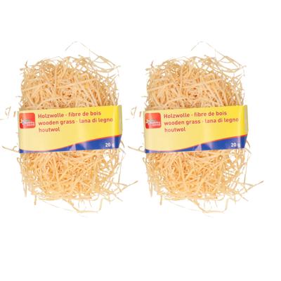 Glorex Naturel kleur houtwol - 2x - 20 gram - Vulmateriaal voor wijnkisten - cadeauverpakkingen
