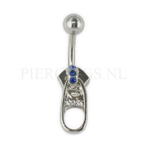 Navelpiercing rits blauw