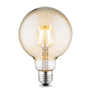 Edison Vintage E27 LED filament lichtbron Globe | G95 Deco | Retro LED lamp | 9.5/9.5/13.5cm | Amber | geschikt voor E27 fitting | Dimbaar | 4W 400lm 2700K | warm wit licht