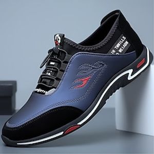 Voor heren Sneakers Vrijetijdsschoenen voor heren Retro Wandelen Casual Dagelijks Leer Comfortabel Korte laarsjes / Enkellaarsjes Leegloper Zwart blauw Lente Herfst Lightinthebox