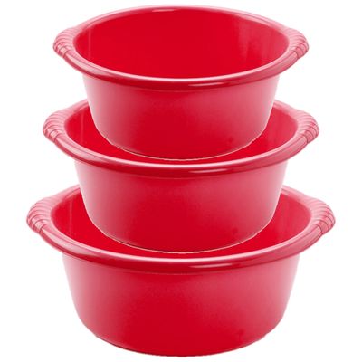 Voordeelset multi-functionele kunststof teiltjes rood in 3-formaten