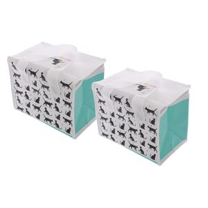 2x Stuks Kleine lunch koeltas katten print 16 x 21 x 14 cm - 4,7 liter