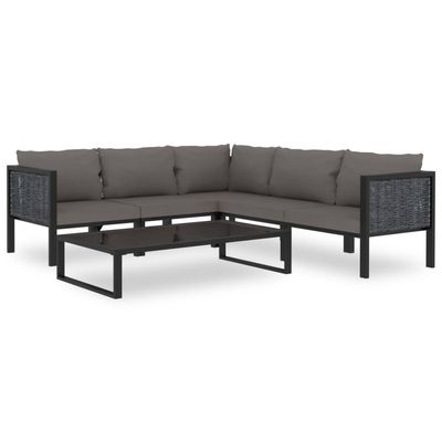 vidaXL 6-delige Loungeset met kussens poly rattan antraciet vidaXL 6-delige Loungeset met kussens poly rattan antraciet