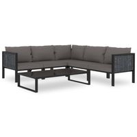 vidaXL 6-delige Loungeset met kussens poly rattan antraciet - thumbnail