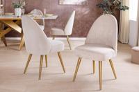 Retro Stoel MIA CASA beige corduroy champagne goud geborsteld metaal - 45926