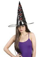 Heksen hoed met rode veter - thumbnail