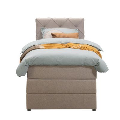 Boxspring met opbergruimte Liv geruit - beige - 90x200 cm - Leen Bakker