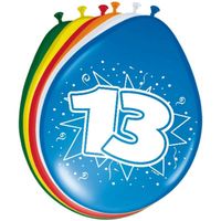 8x stuks Ballonnen versiering 13 jaar - thumbnail
