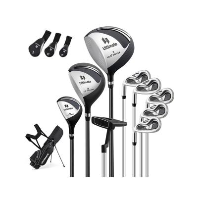 Compleet Golfclubs- en Tasset voor Linkshandige Heren Draagbare Lichte Golfstandtas Zwart