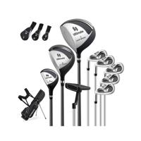Compleet Golfclubs- en Tasset voor Linkshandige Heren Draagbare Lichte Golfstandtas Zwart