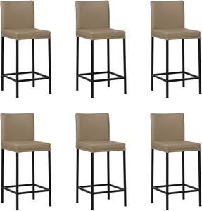Set van 6 Taupe leren moderne barkrukken Break - poot vierkant zwart - Toledo Leer Mocca (taupe leer)