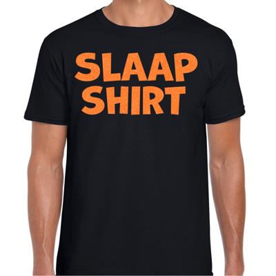 Verkleed T-shirt voor heren - slaap kop - pyjama shirt - zwart - glitter oranje - themafeest