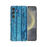 Samsung Galaxy S25 Hoesje - Wood Blue TPU Antishock