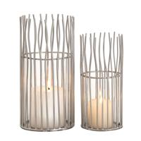 William - Windlicht Set 2-teilig - zwart of zilver - aluminium - 20x20x30 cm