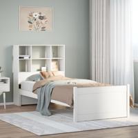 Bed met boekenkast zonder matras grenenhout wit 90x190 cm