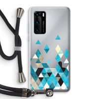 Gekleurde driehoekjes blauw: Huawei P40 Transparant Hoesje met koord