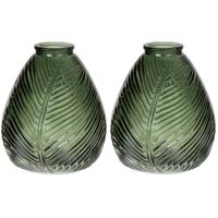 Bellatio Design Bloemenvaas - 2x - groen transparant glas - D14 x H16 cm - Vazen - thumbnail