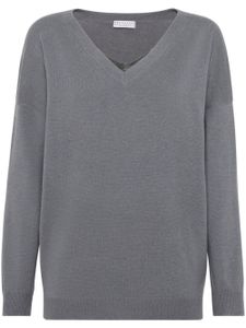 Brunello Cucinelli pull en cachemire à ornements métalliques - Gris