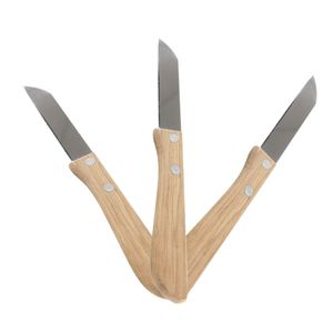 Keukenmesjes/aardappelschilmesjes - 6x stuks - hout/rvs - bruin - 17 cm