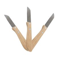 Keukenmesjes/aardappelschilmesjes - 6x stuks - hout/rvs - bruin - 17 cm - thumbnail