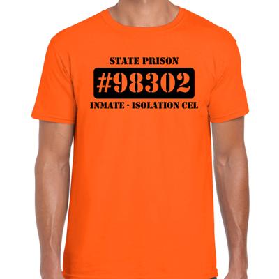 Boeven / gevangenen isolation cel - verkleed t-shirt - oranje - voor heren - koningsdag - boef