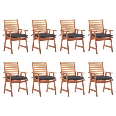 Tuinstoelen 8 st met kussens massief acaciahout