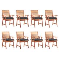 Tuinstoelen 8 st met kussens massief acaciahout