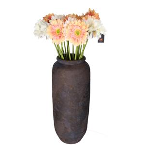 Kunstbloemen boeket Gerbera - 8x - 72 cm - zalm/wit - real touch - kunst zijdebloem