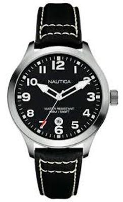 Horlogeband Nautica A09558G / N17616G / BRC-A09558G Leder Zwart 20mm