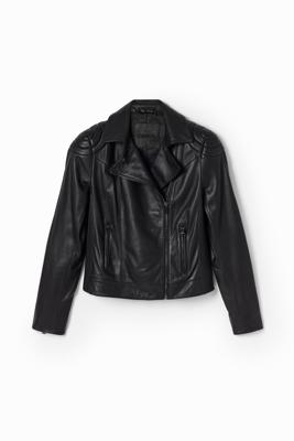 Leather bikerjack - BLACK - XL
